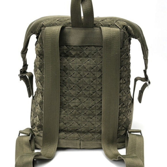 Bottega Veneta Webbing Intrecciato Backpack Rucksack 658972 Nylon Khaki S-159664 - Picture 3 of 9